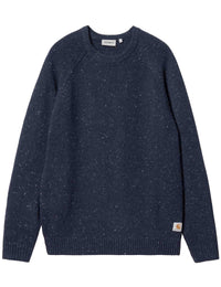 Anglistic Knit Crew Sweater - Speckled Air Force Blue