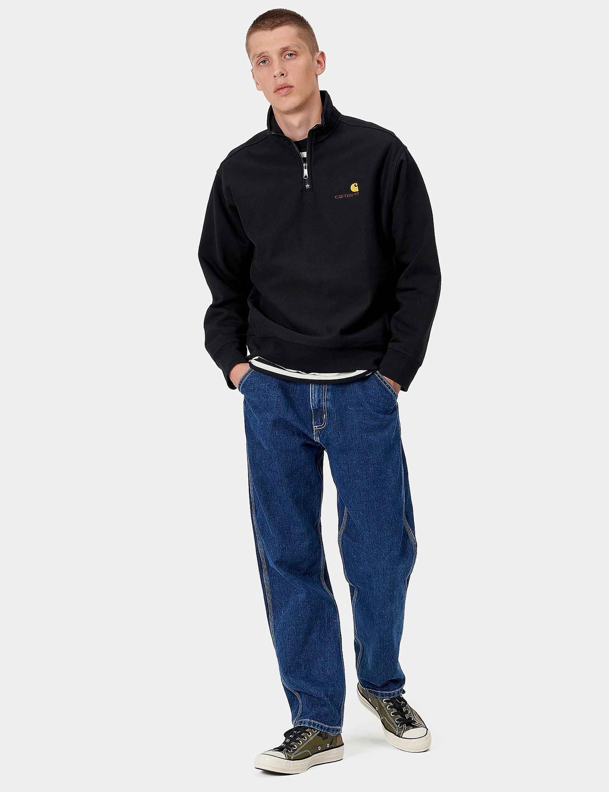 Carhartt WIP American Script Half Zip Sweatshirt - Black