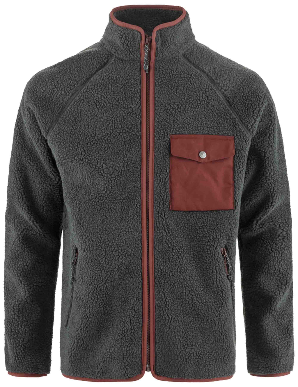 Vardag Pile Fleece Jacket - Dark Grey/Maroon