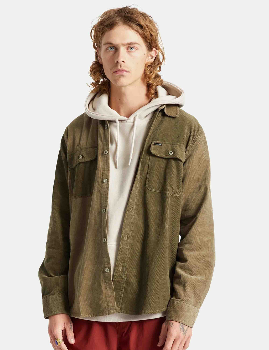 Bowery Cord Shirt - Military Olive/Mermaid