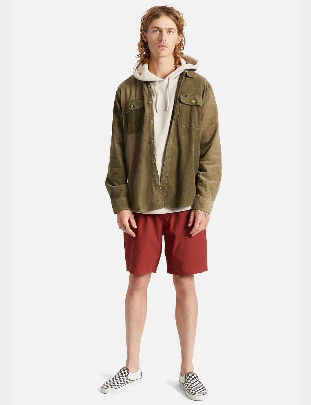 Bowery Cord Shirt - Military Olive/Mermaid