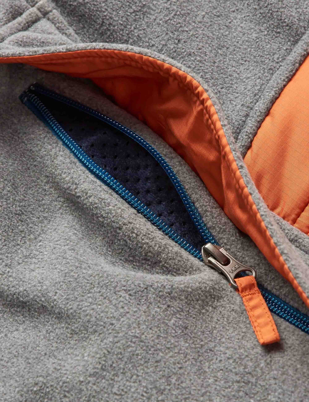 Woodland 1/2 Zip Hooded Polar Fleece - Grey Marl/Tidal Blue