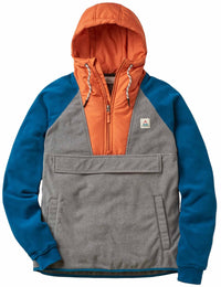 Woodland 1/2 Zip Hooded Polar Fleece - Grey Marl/Tidal Blue