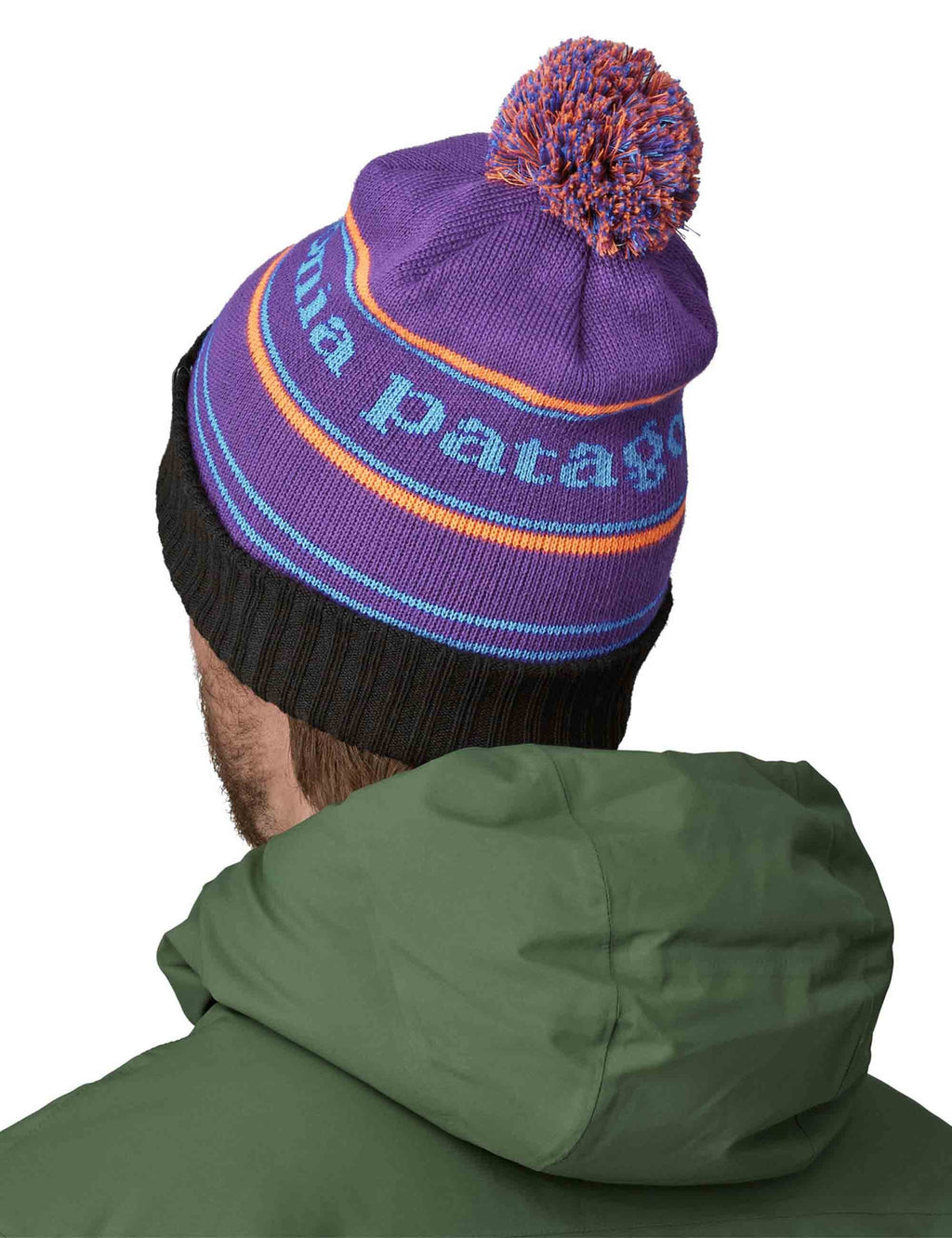 Powder Town Pom Beanie Hat - Park Stripe: Purple