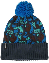 Powder Town Pom Beanie Hat - Across Oceans: Smolder Blue