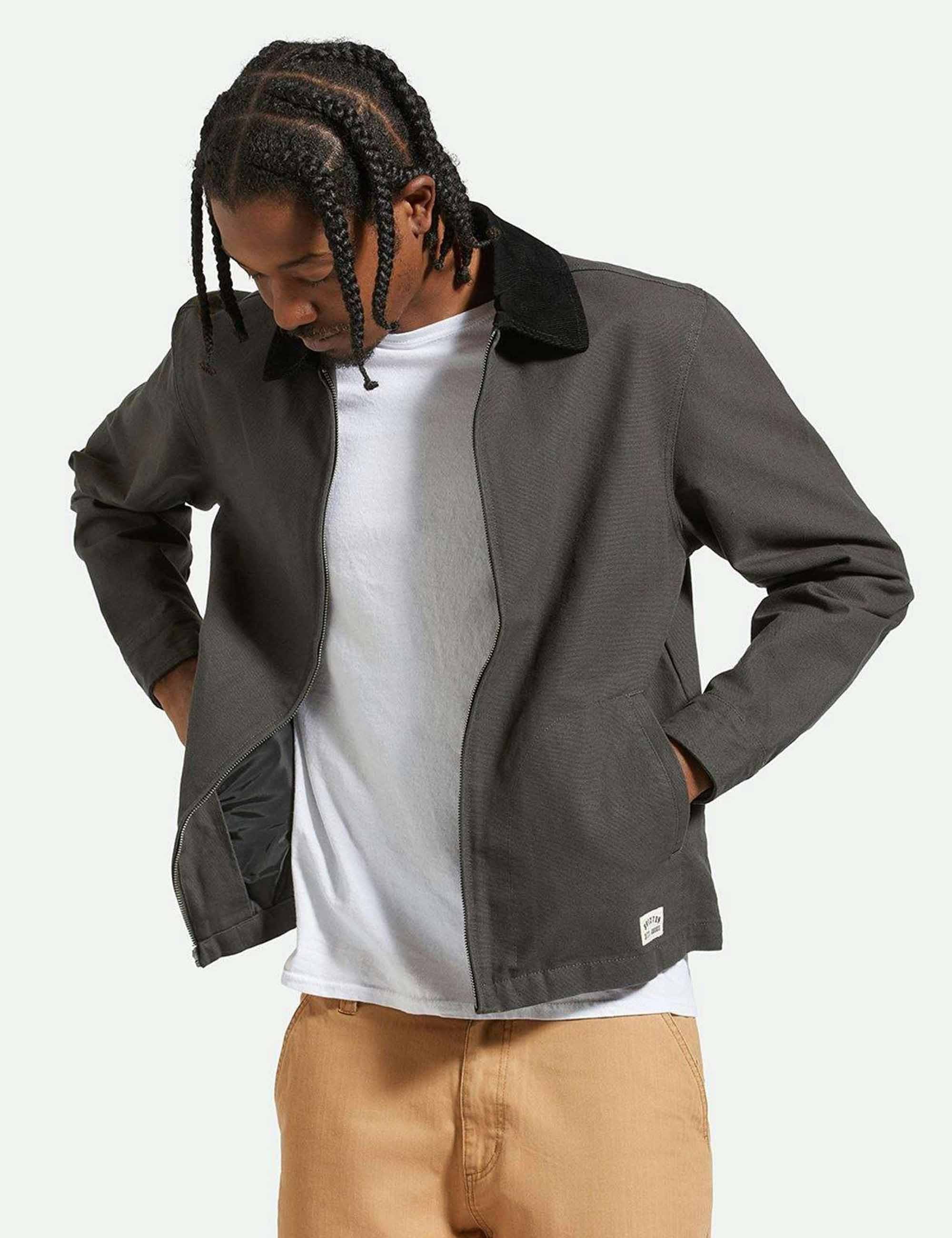 Brixton Mechanic Garage Zip Jacket - Washed Black - Clothing from
