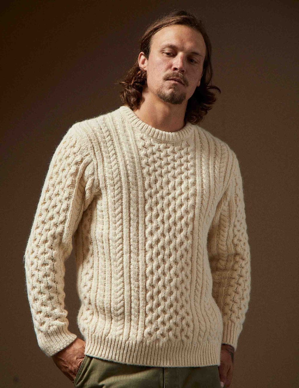 Classic Fishermans Knit Sweater - Oatmeal