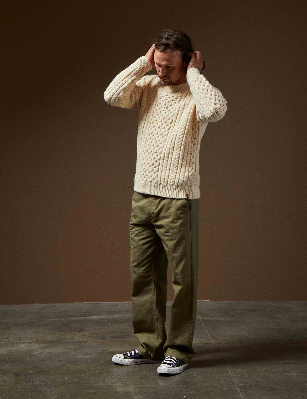 Classic Fishermans Knit Sweater - Oatmeal