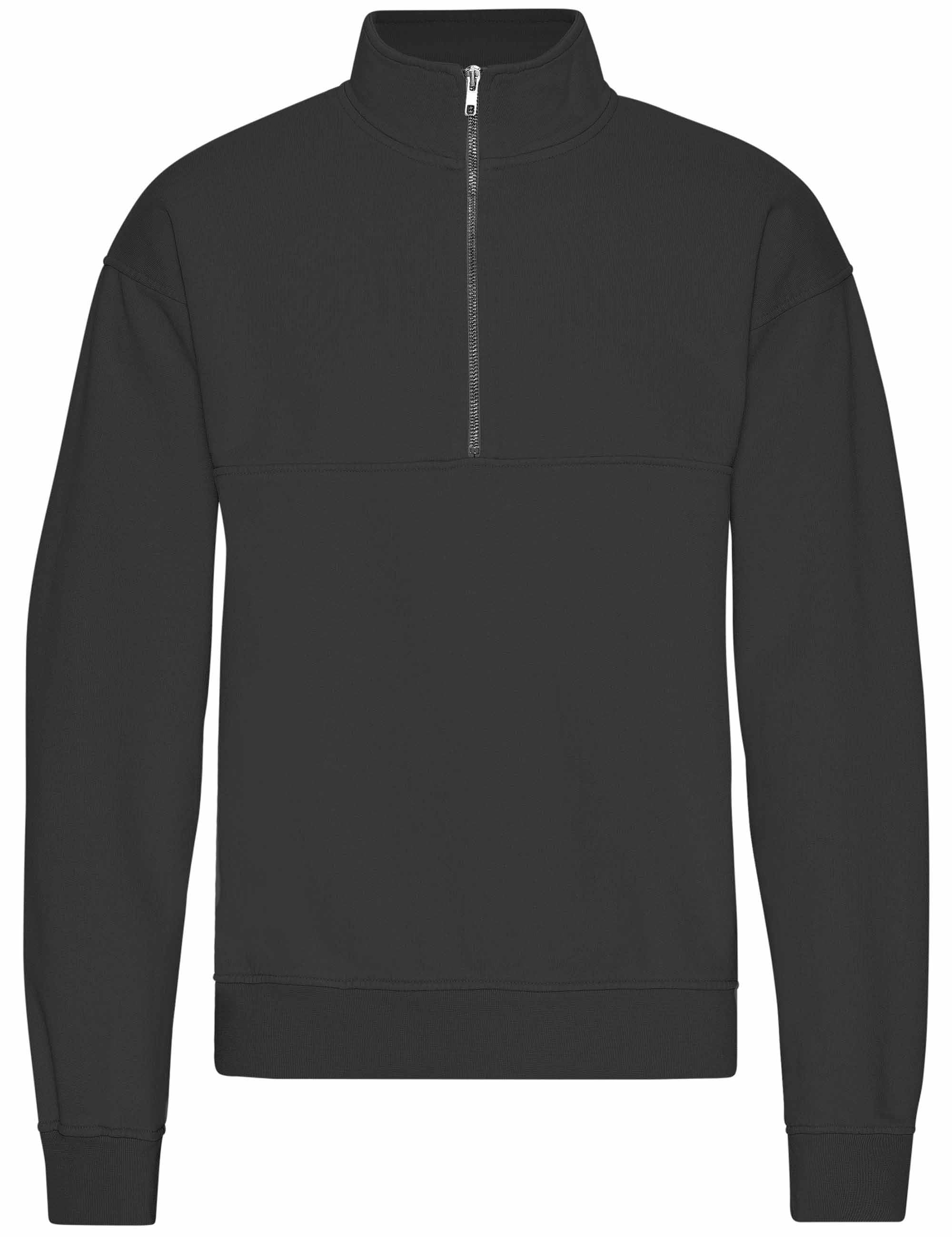 Organic Quarter Zip Sweat - Faded Black