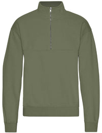 Organic Quarter Zip Sweat - Dusty Olive