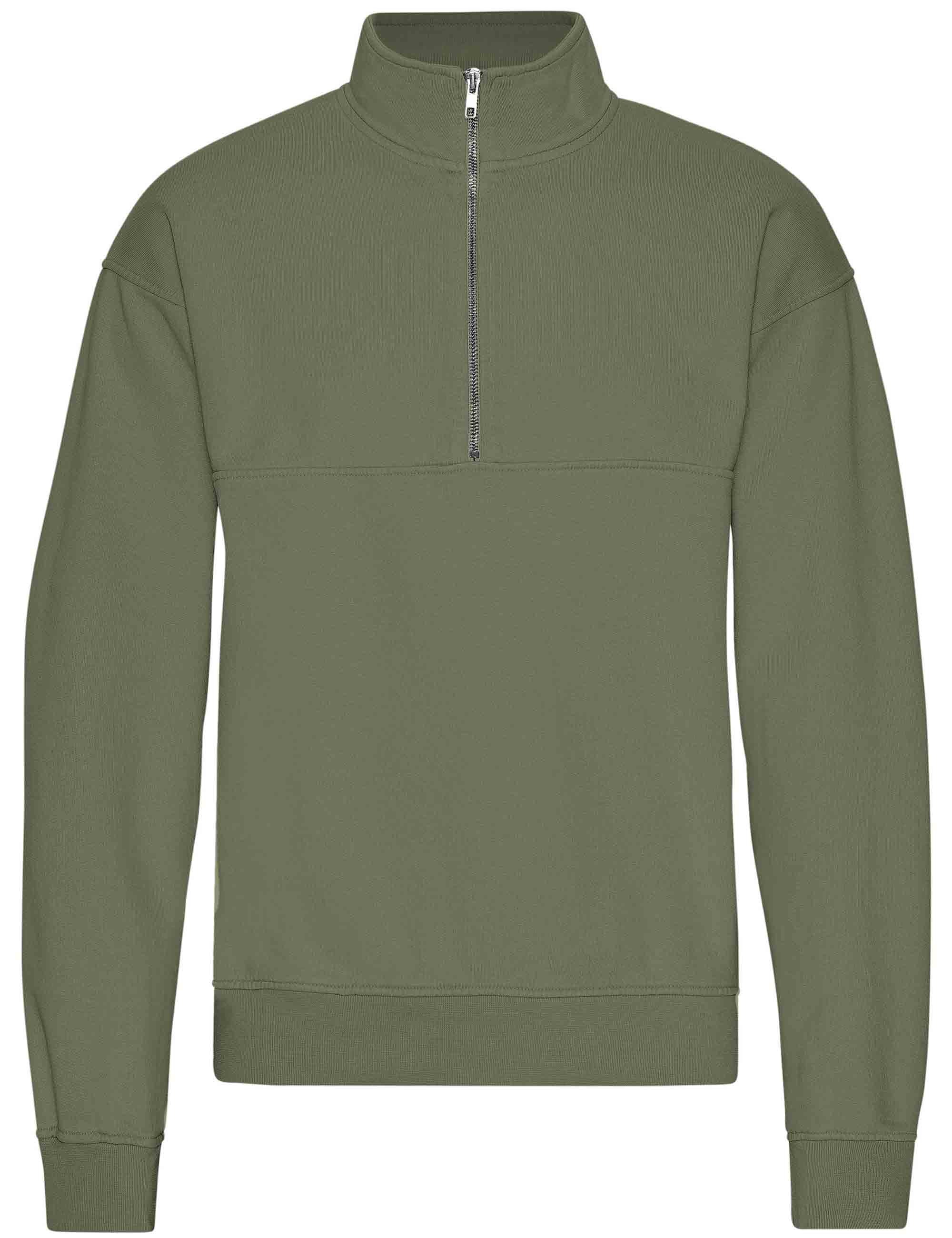 Organic Quarter Zip Sweat - Dusty Olive