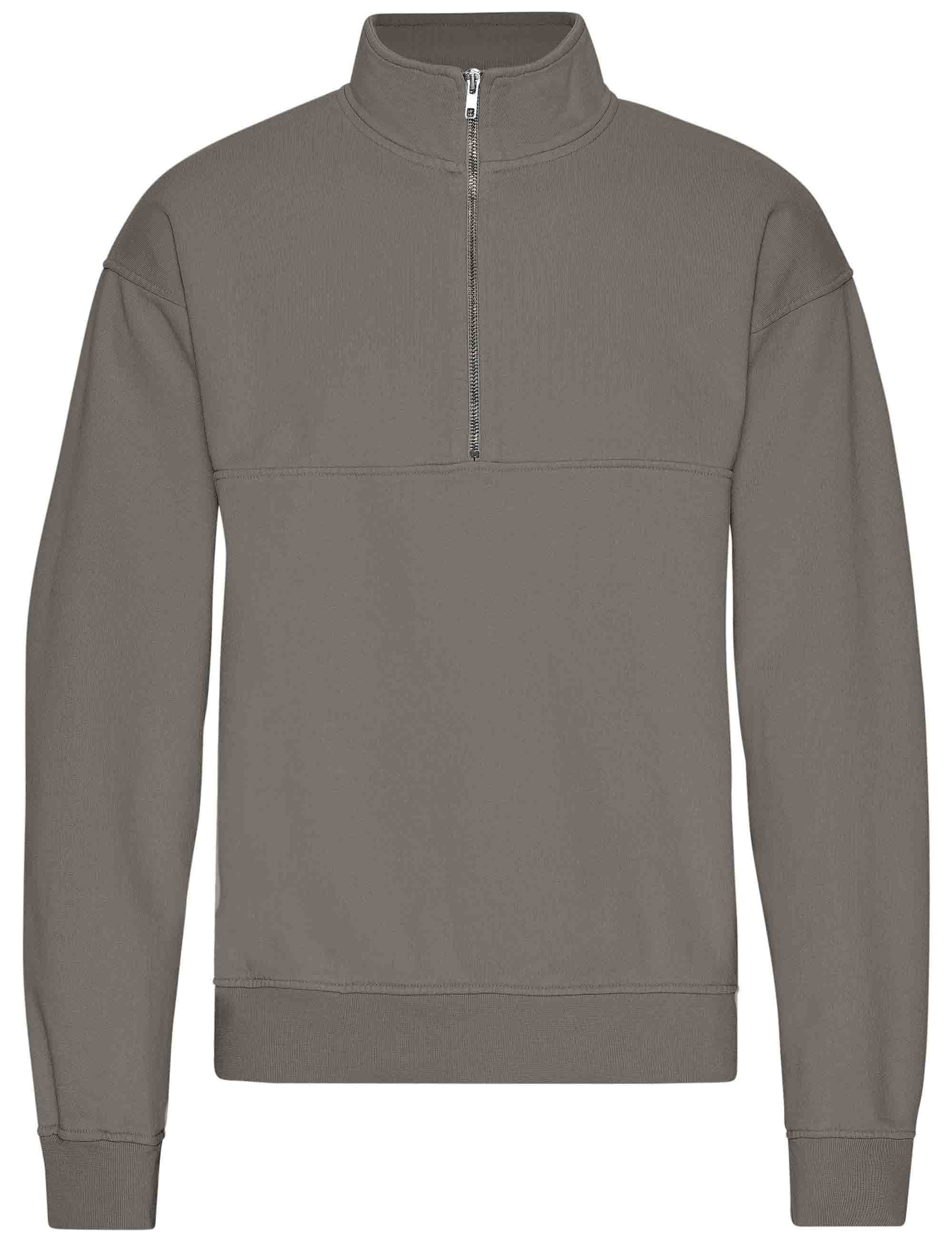 Organic Quarter Zip Sweat - Misty Brown