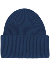 Merino Wool Chunky Beanie Hat - Marine Blue