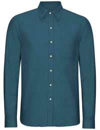Organic Flannel Shirt - Petrol Blue