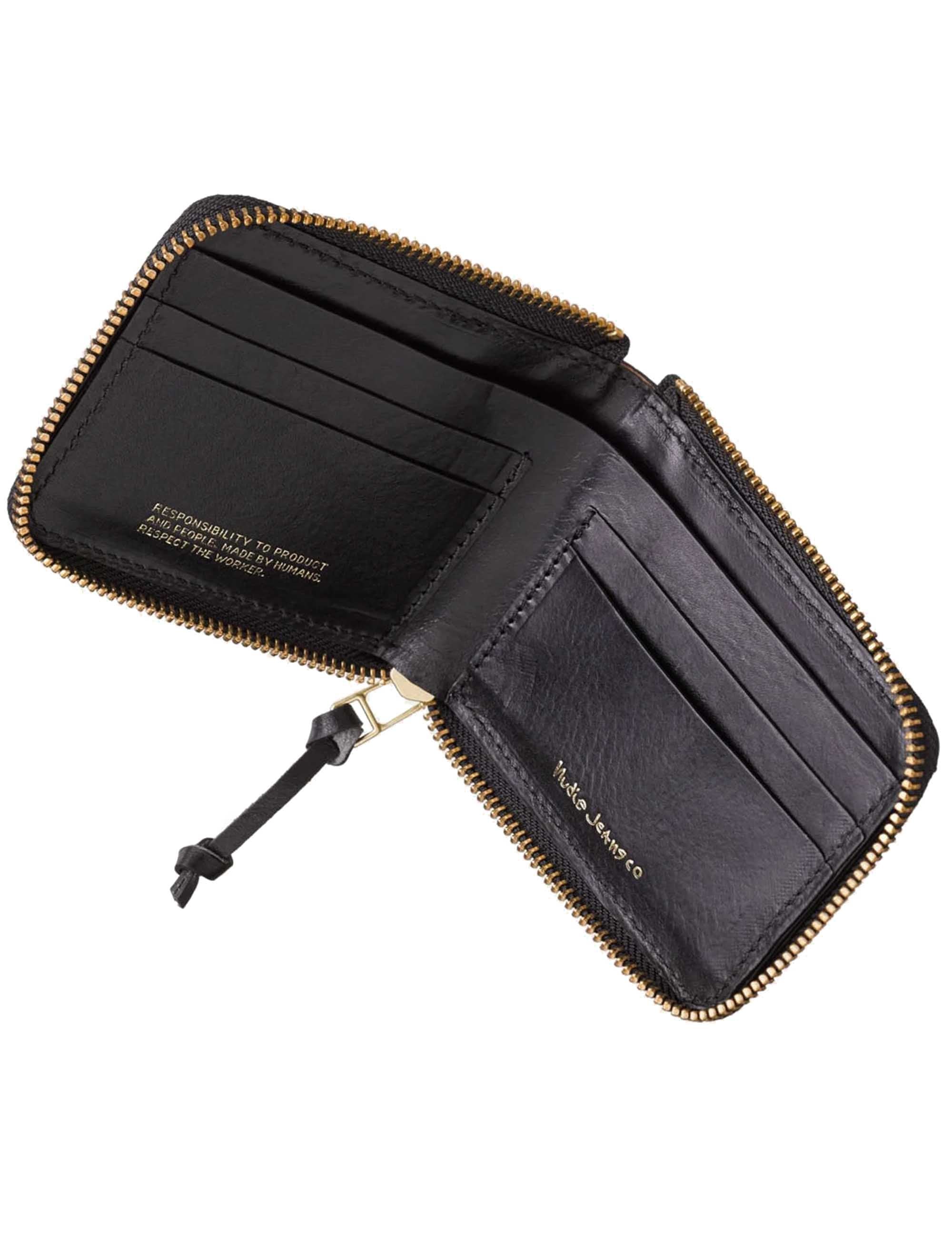 Nudie Jeans Bergendahl Leather Zip Wallet - Black
