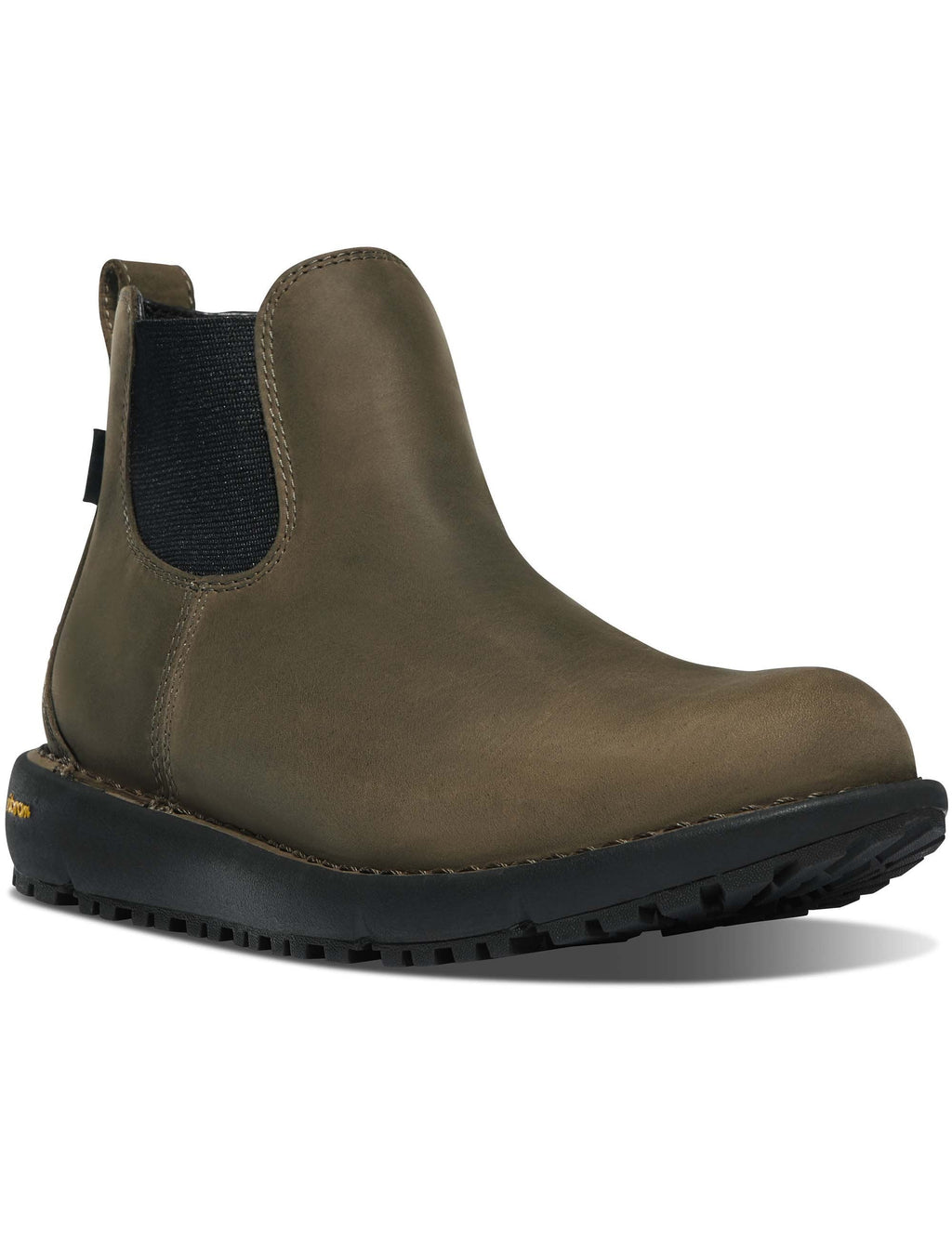 Men's Chelsea boots in dark brown leather, side elastic panels and treaded sole