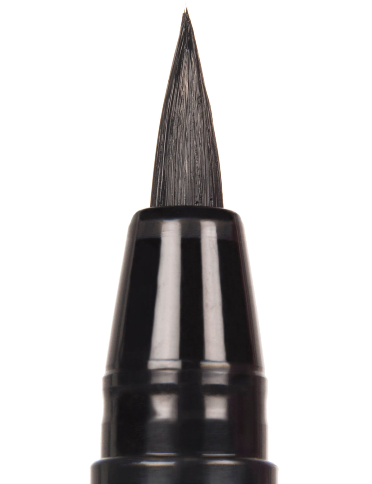 Brush paint pen brush tip close-up with fine bristles