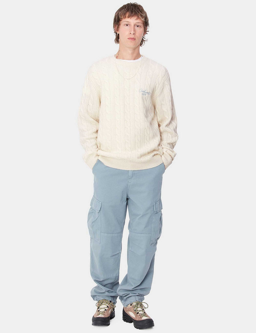 Signature Knit Crew Sweater - Natural/Dusty Ice