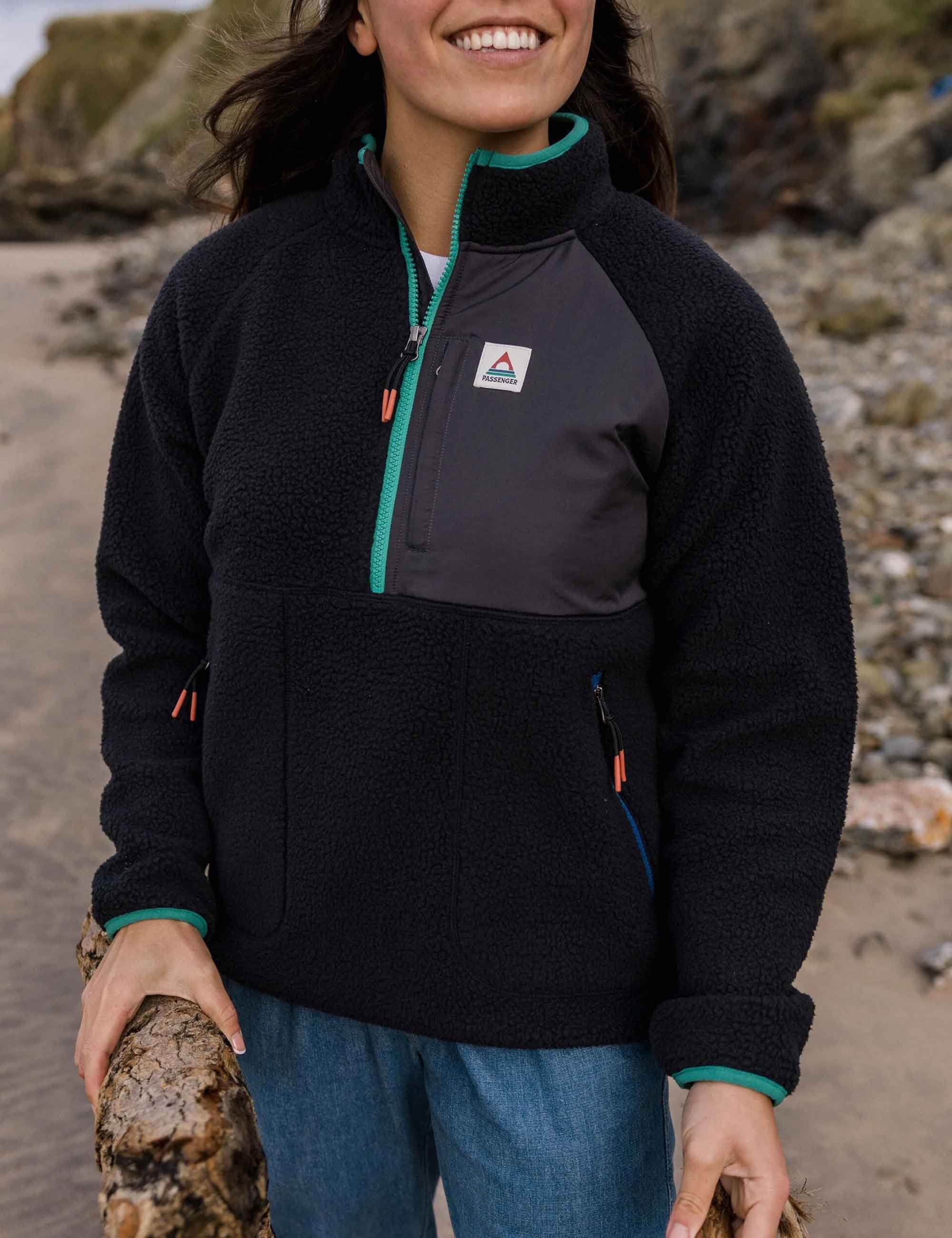 Women's Home 1/2 Zip Fleece Top - Black