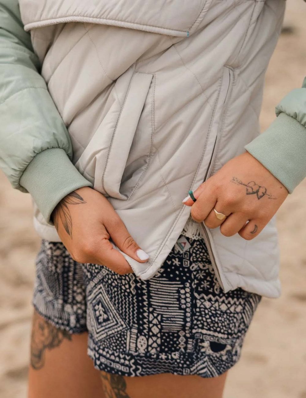 Women's Ocean 1/2 Zip Insulated Anorak - Pebble Grey