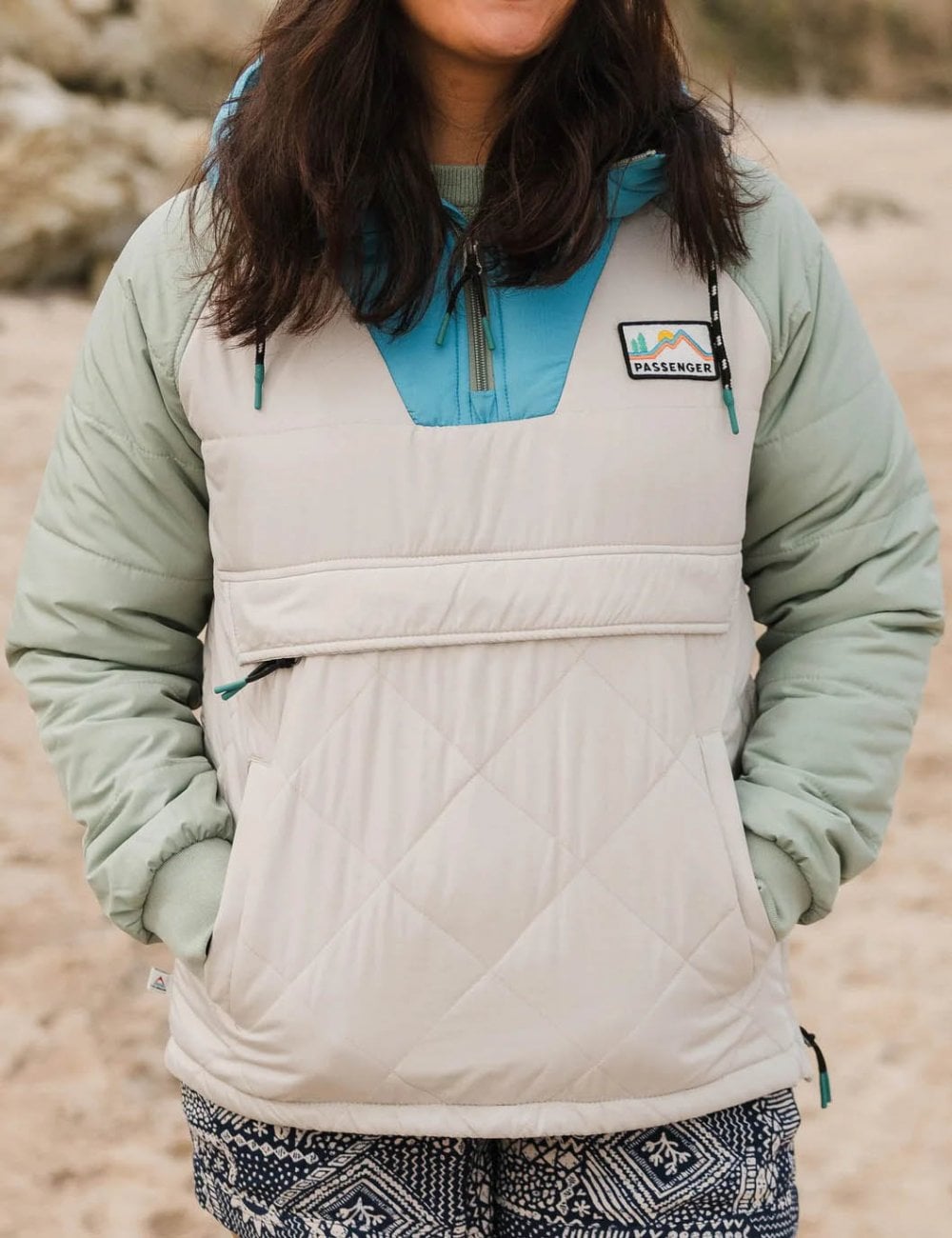 Women's Ocean 1/2 Zip Insulated Anorak - Pebble Grey