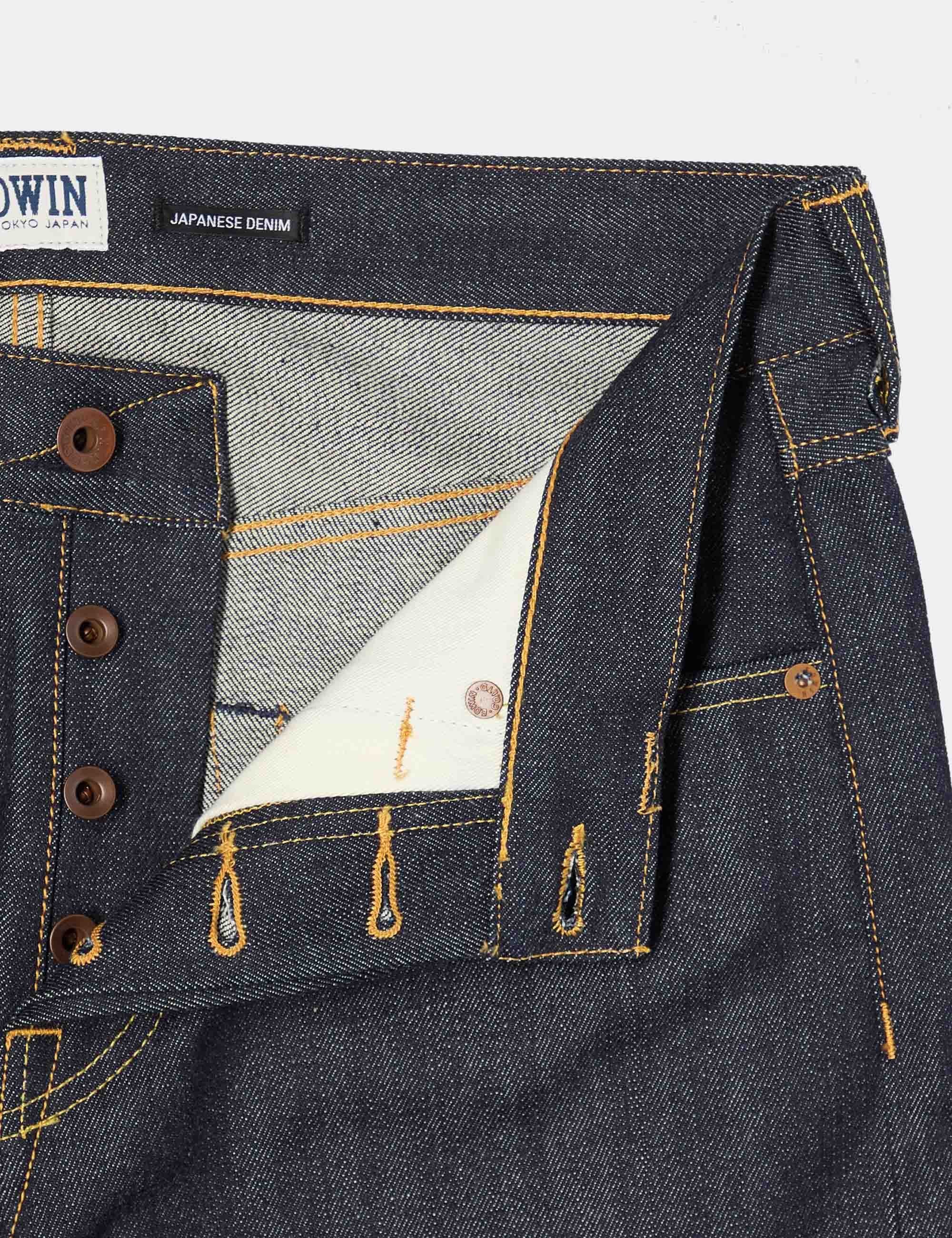 ED-47 Regular Straight Red Selvedge Jeans - Blue, Unwashed
