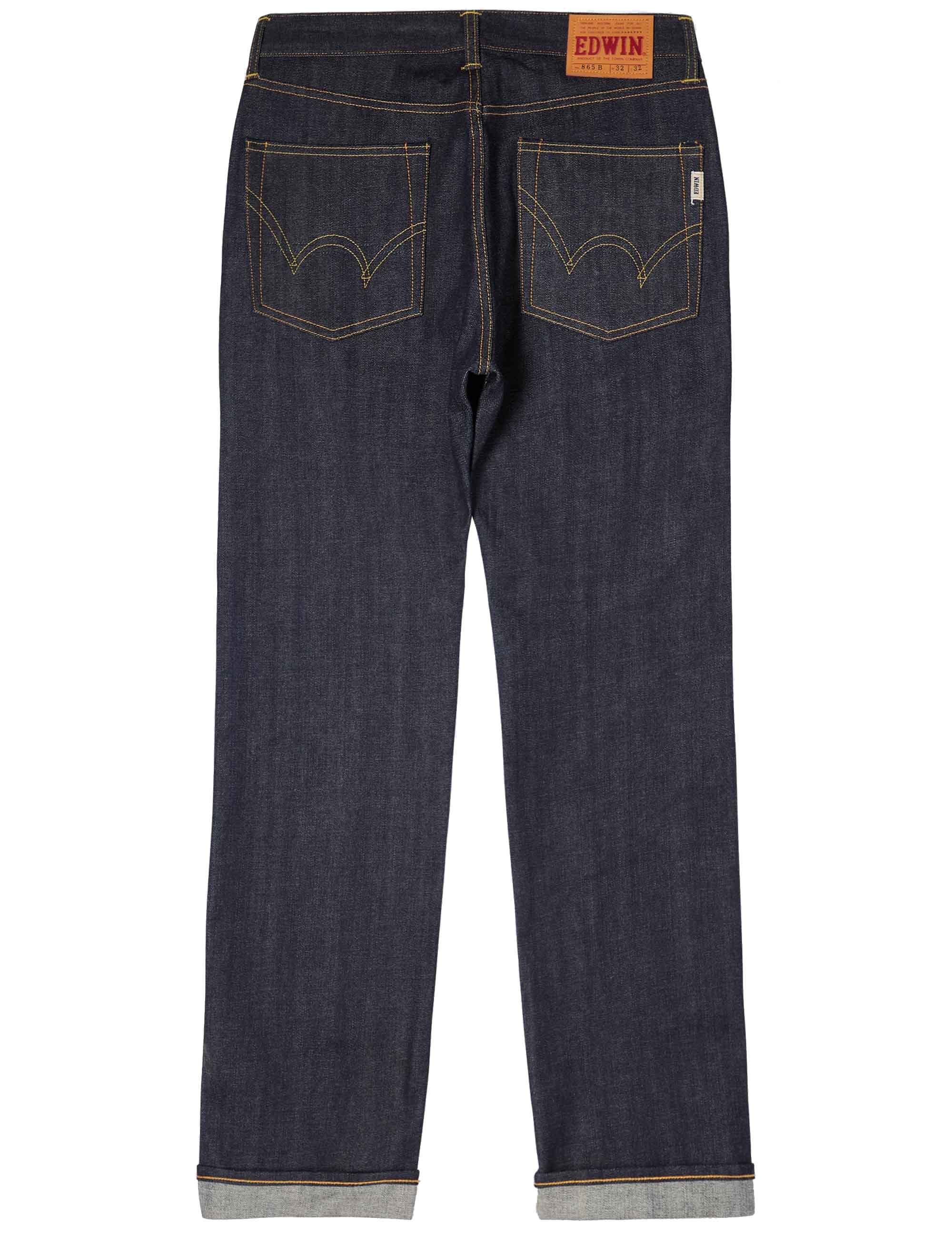 Nashville Straight Leg Red Selvedge Jeans - Blue, Unwashed