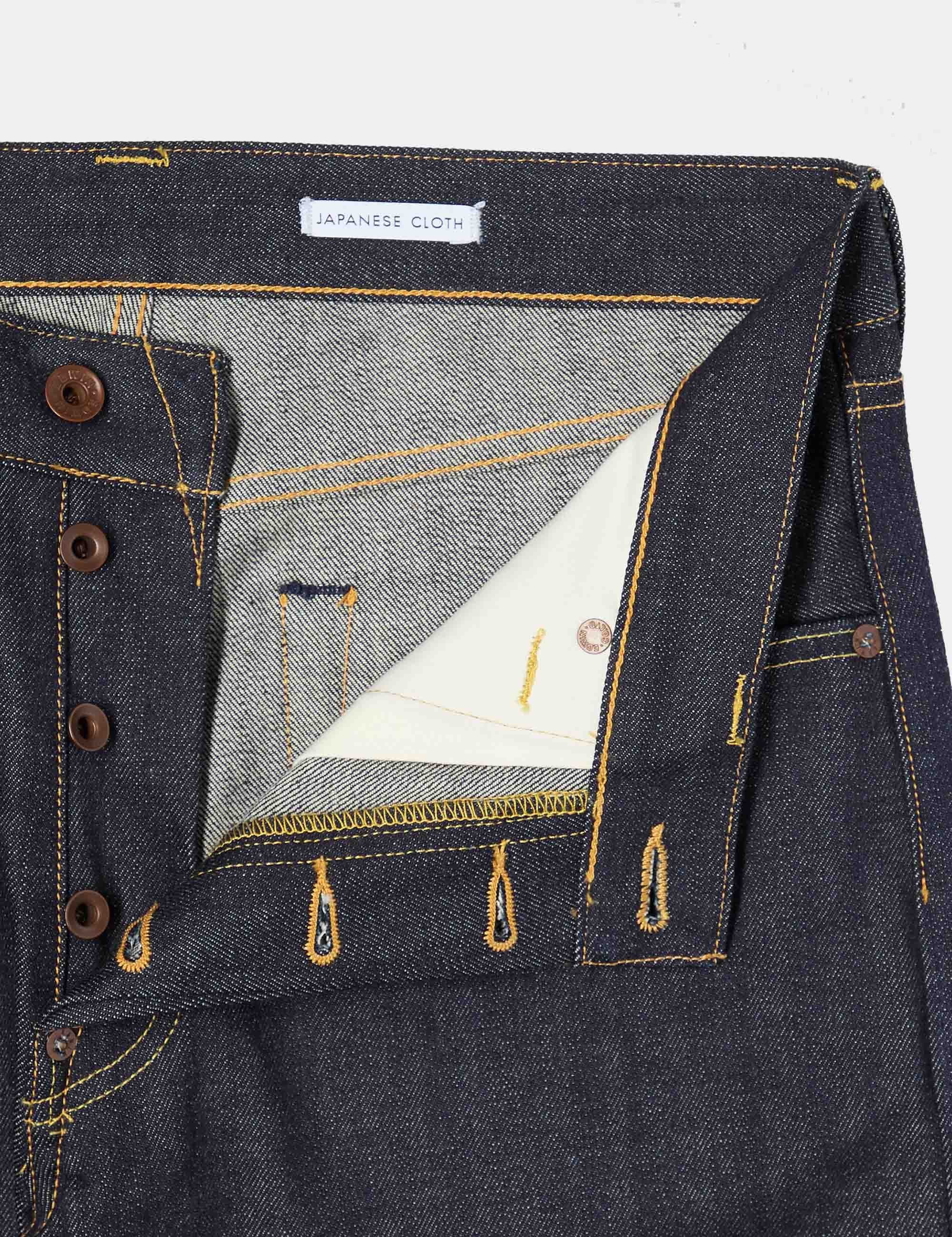 Nashville Straight Leg Red Selvedge Jeans - Blue, Unwashed