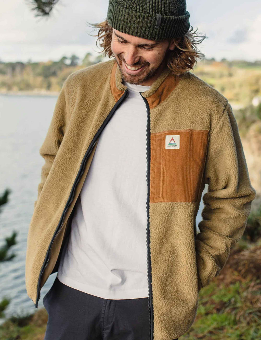 Trekker Deep-Pile Sherpa Fleece Jacket - Biscuit