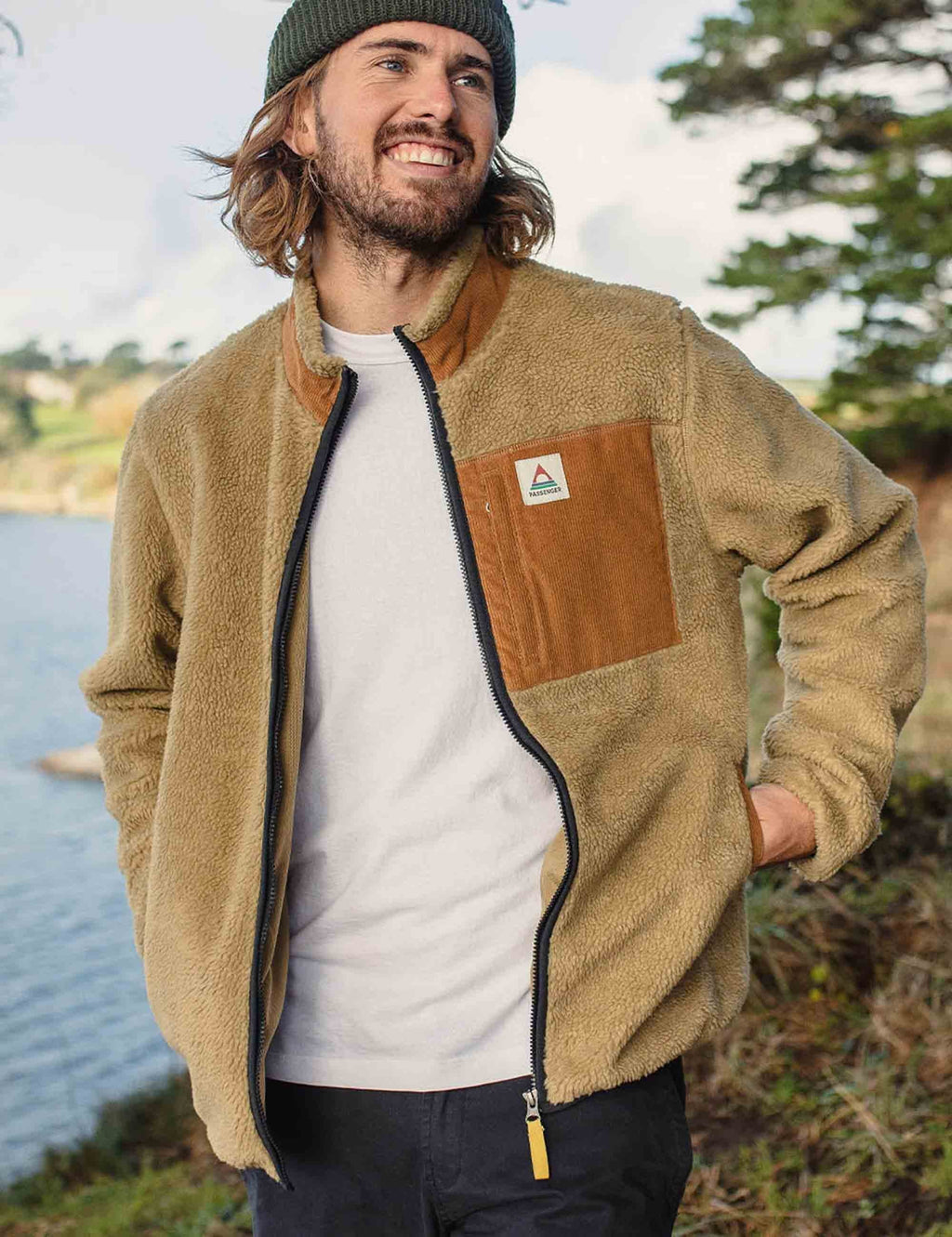 Trekker Deep-Pile Sherpa Fleece Jacket - Biscuit