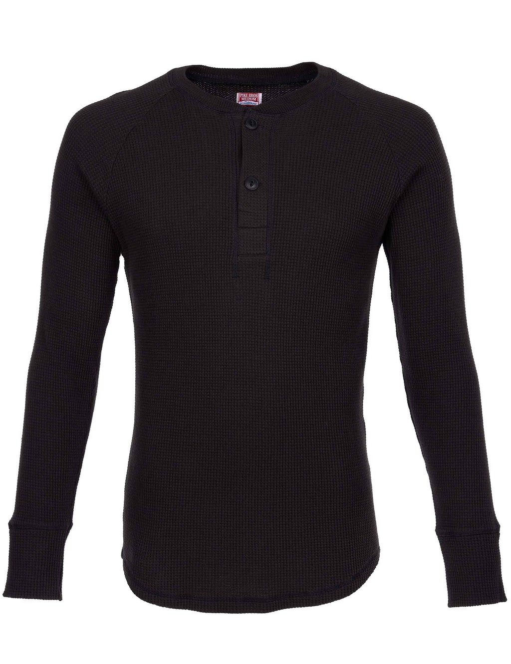 1936 Waffle Henley T-Shirt Shirt - Black