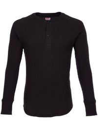 1936 Waffle Henley Shirt - Black