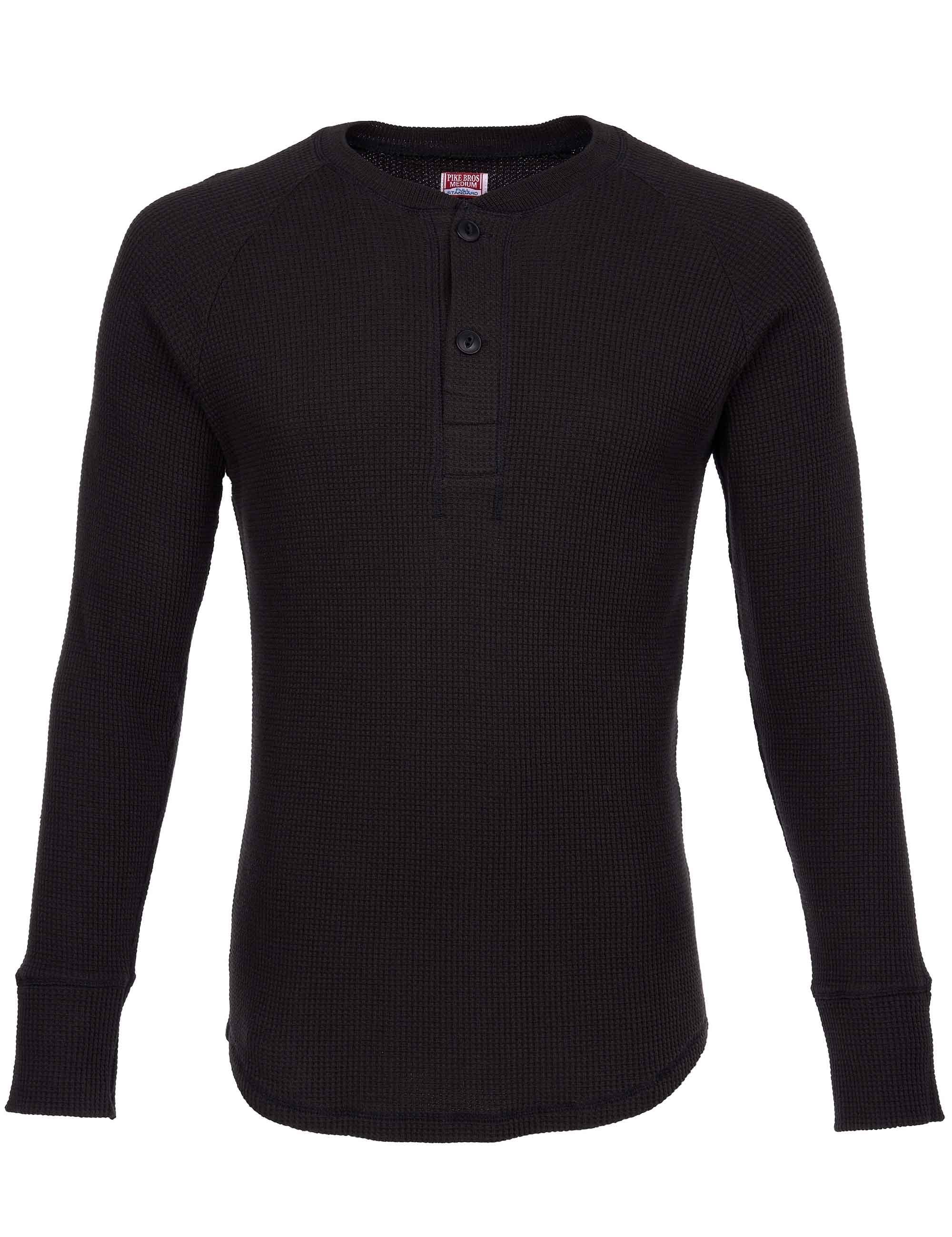 1936 Waffle Henley T-Shirt Shirt - Black