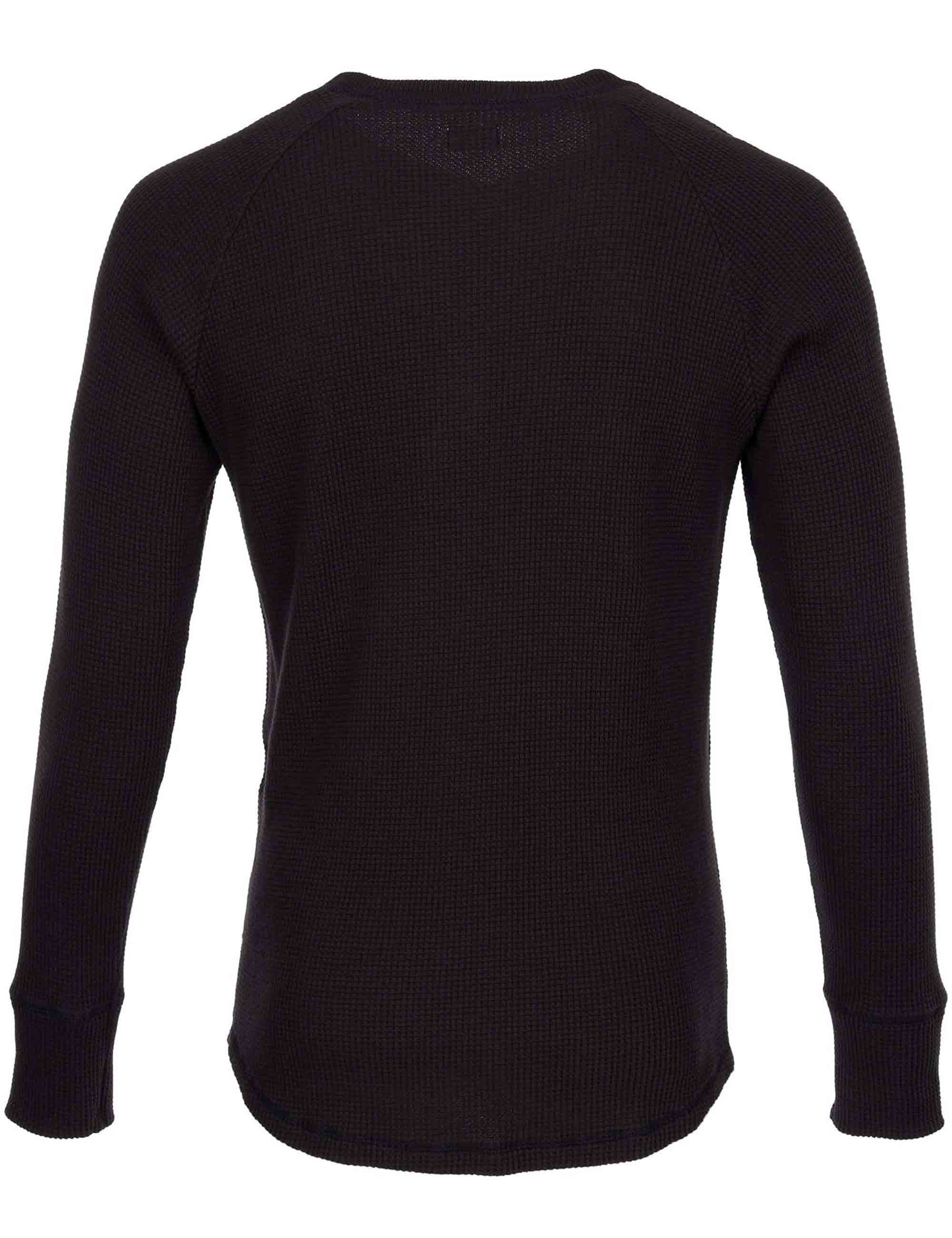 1936 Waffle Henley T-Shirt Shirt - Black