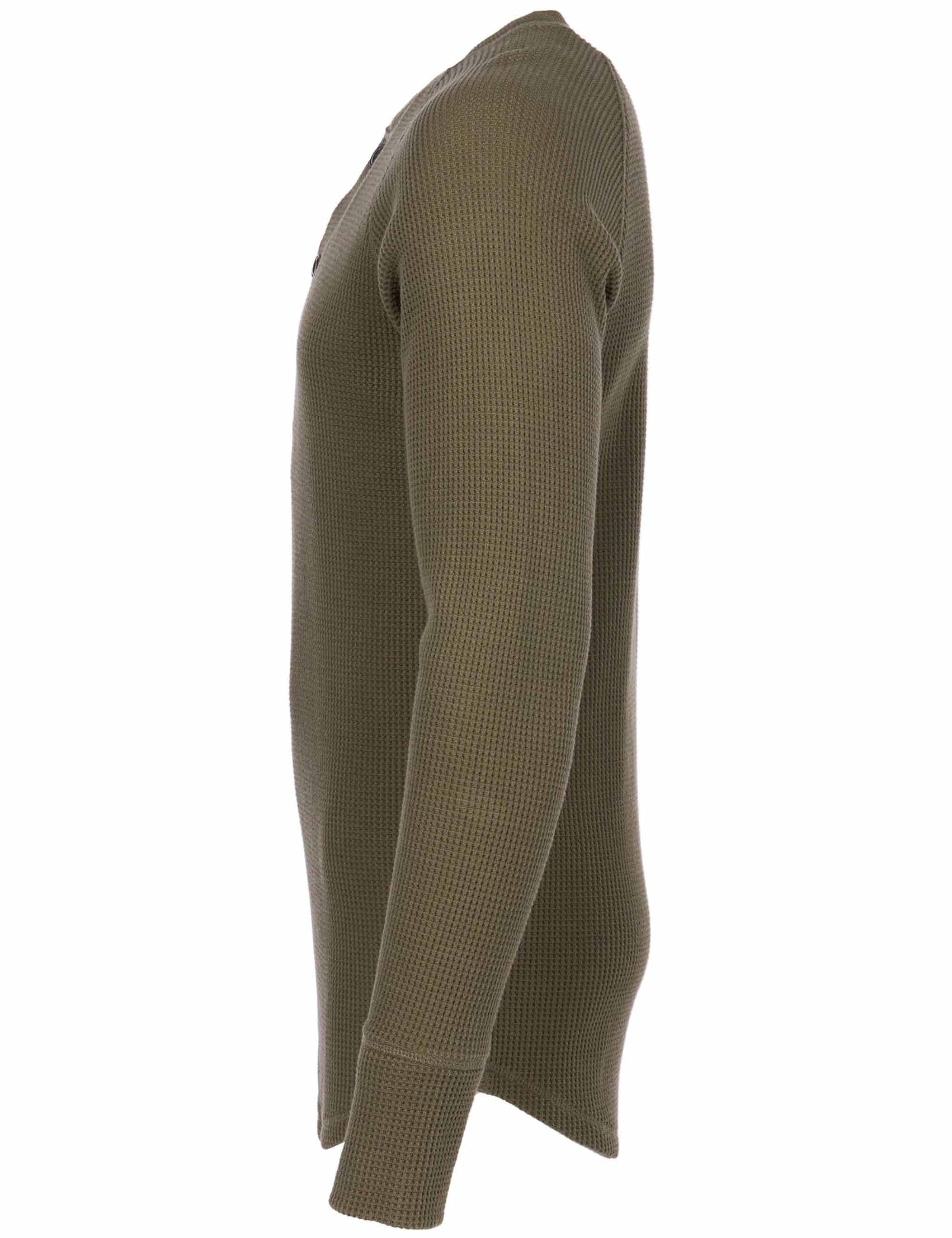 1936 Waffle Henley T-Shirt Shirt - Army