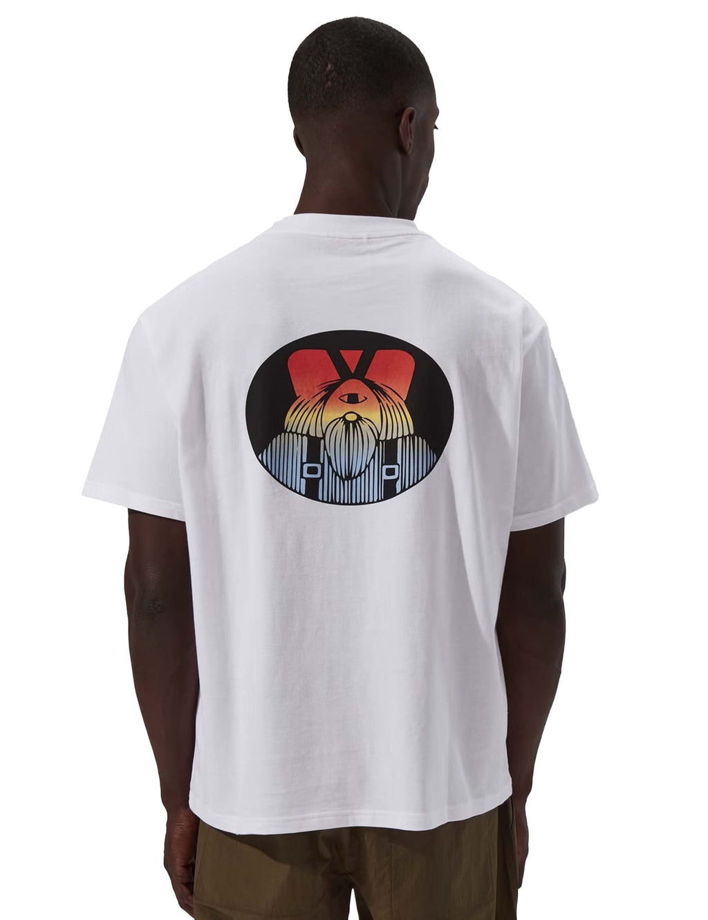 Pure white T-shirt with back cyclops graphic