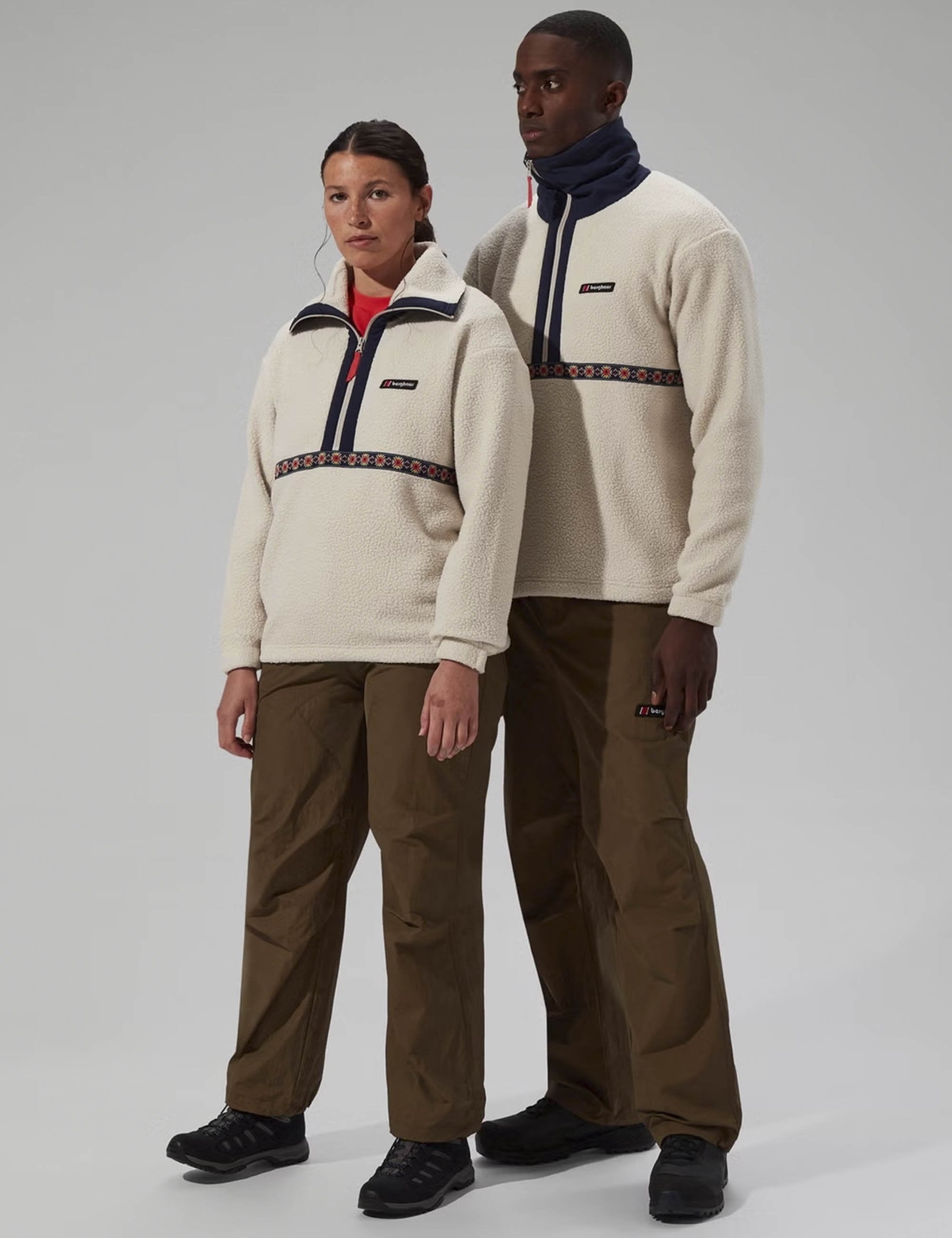 Rhynie Aztec Half Zip Fleece - Stone/Dusk