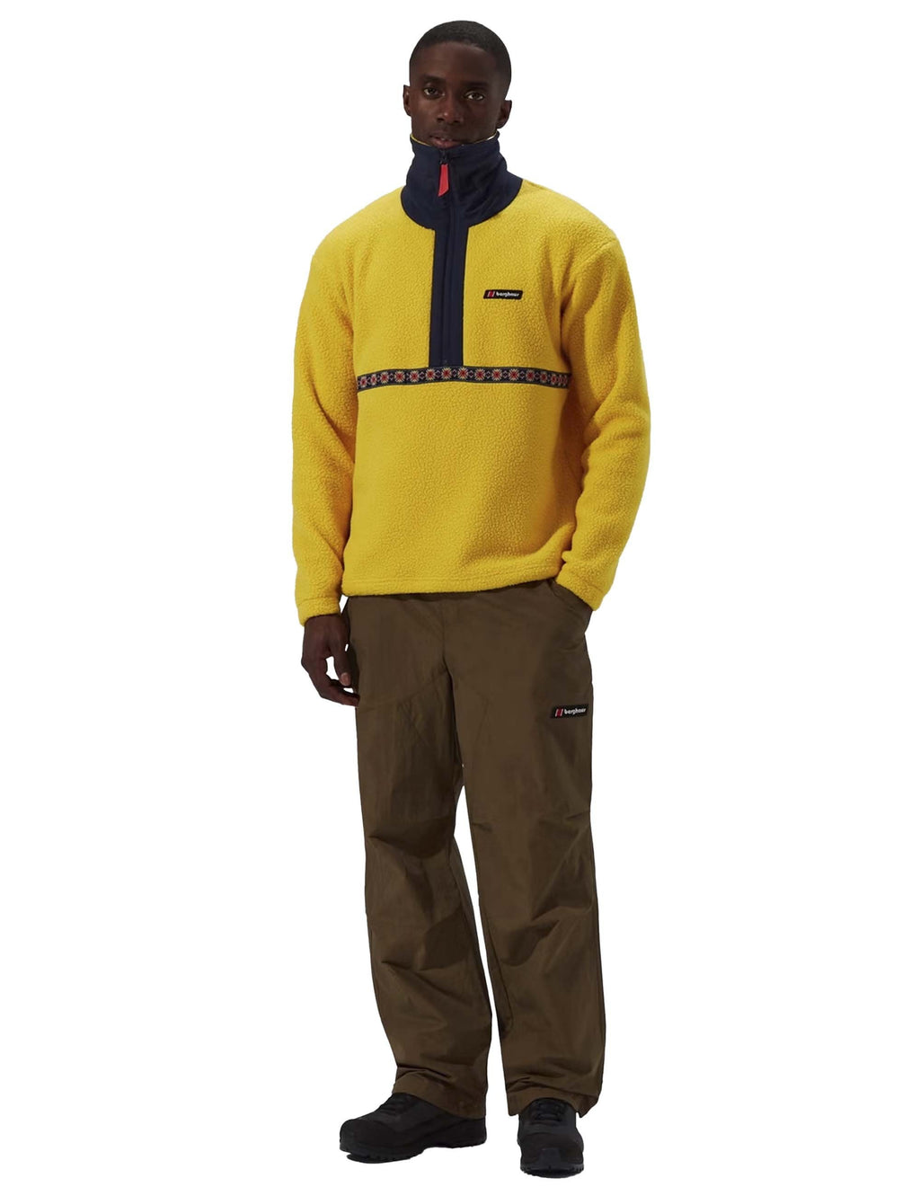 Rhynie Aztec Half Zip Fleece - Amber/Dusk