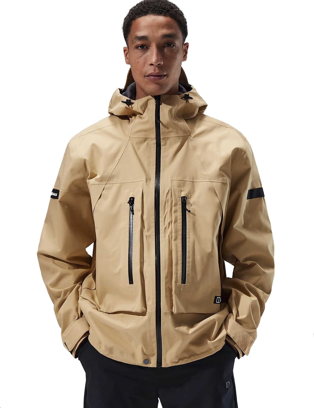 Gosforth jacket sand beige with adjustable hood, full front zip, and chest pocket zips