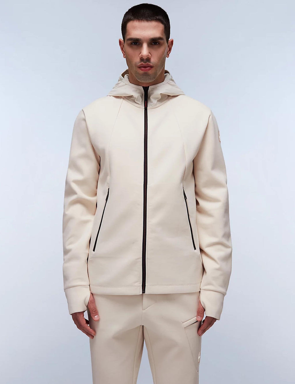 Lys Full Zip Hooded Jacket - Beige Dimity