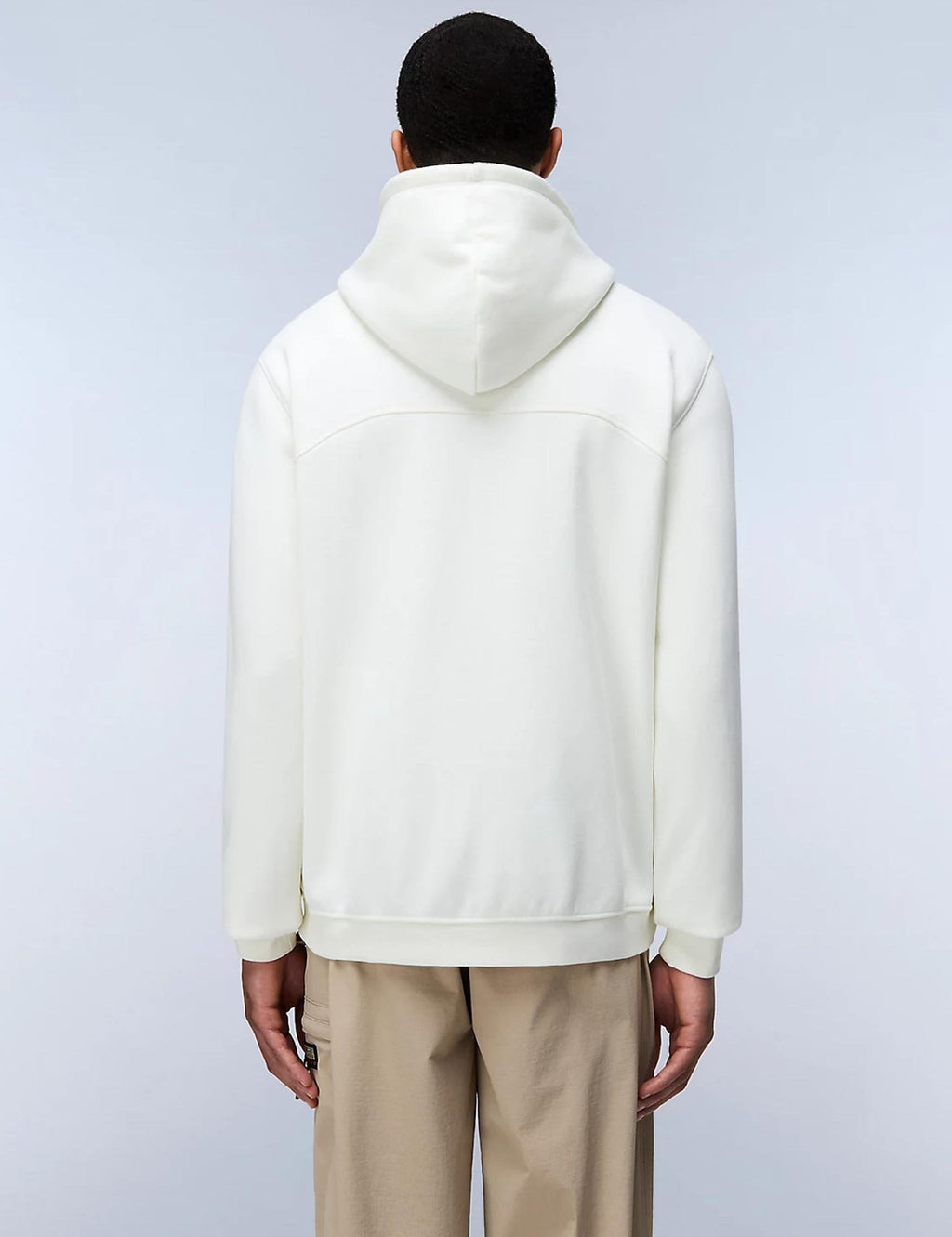 Badge Half Zip Hooded Sweat - White Heron