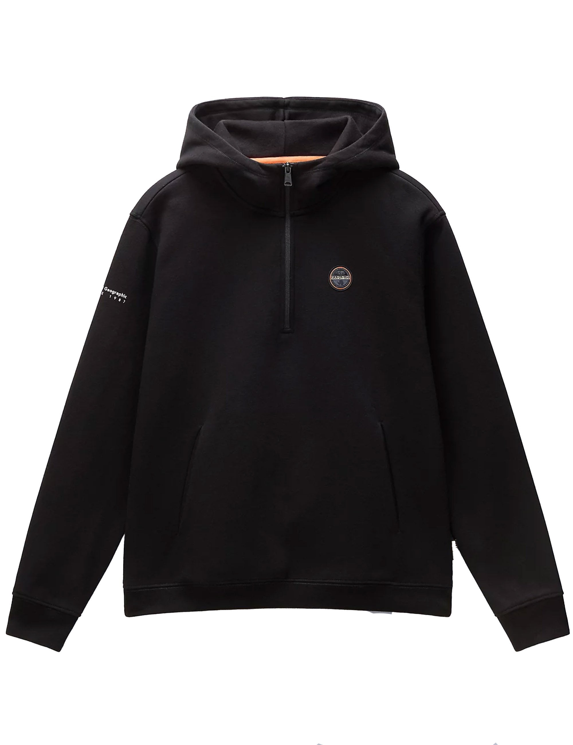 Napapijri Badge Half Zip Hooded Sweat - Black