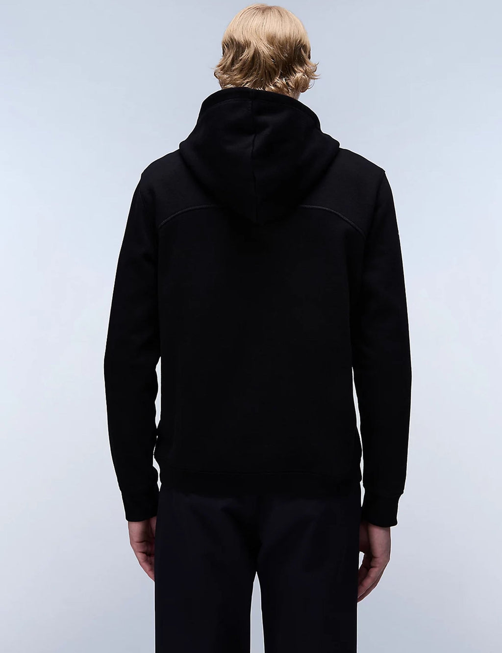 Badge Half Zip Hooded Sweat - Black