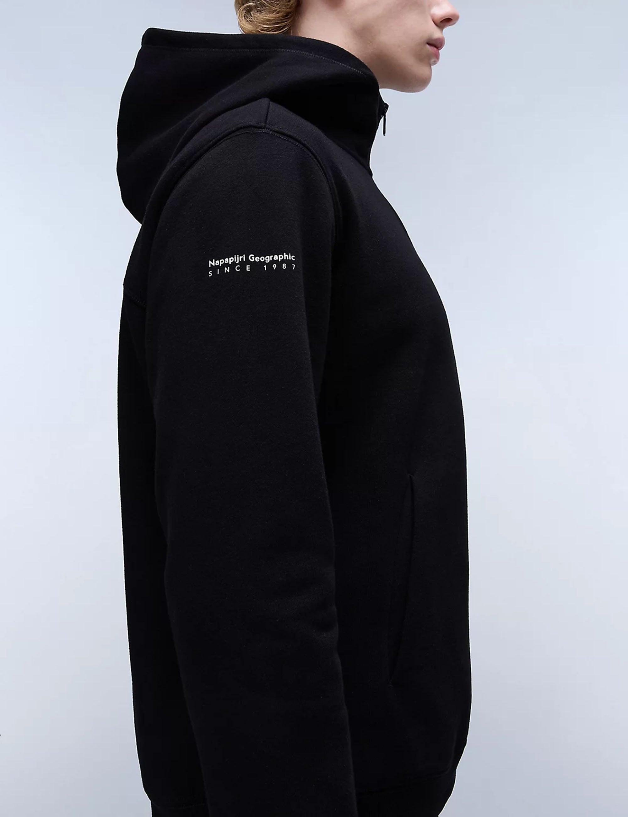 Napapijri Badge Half Zip Hooded Sweat - Black