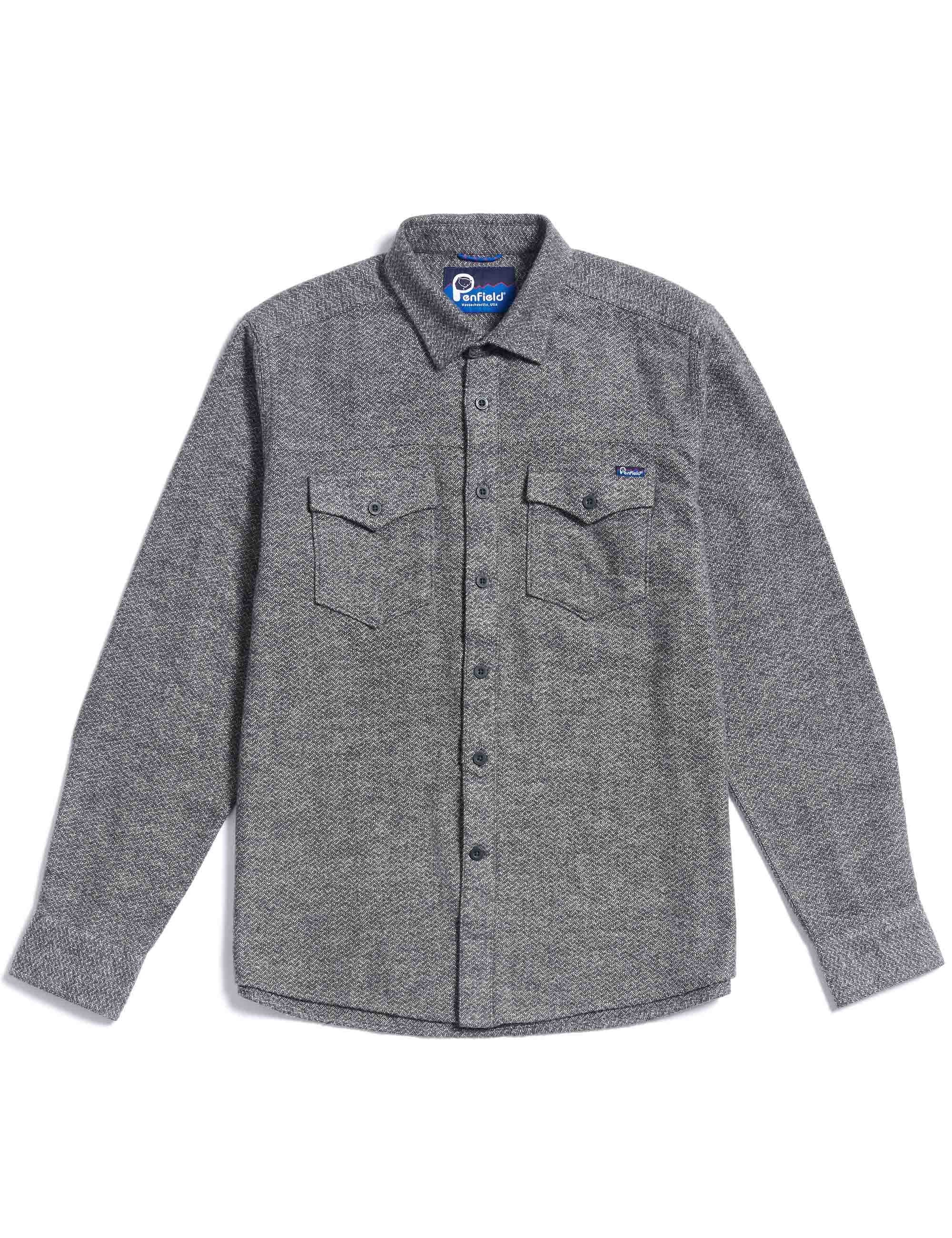 Penfield Brushed Textured Overshirt - Mid Grey Heather