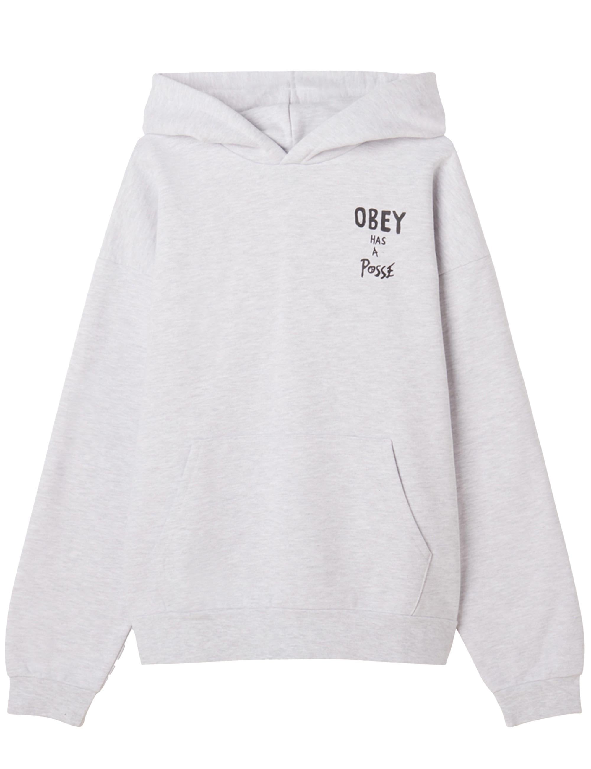 Obey Clothing Posse Extra Heavy Hooded Sweat - Ash Heather