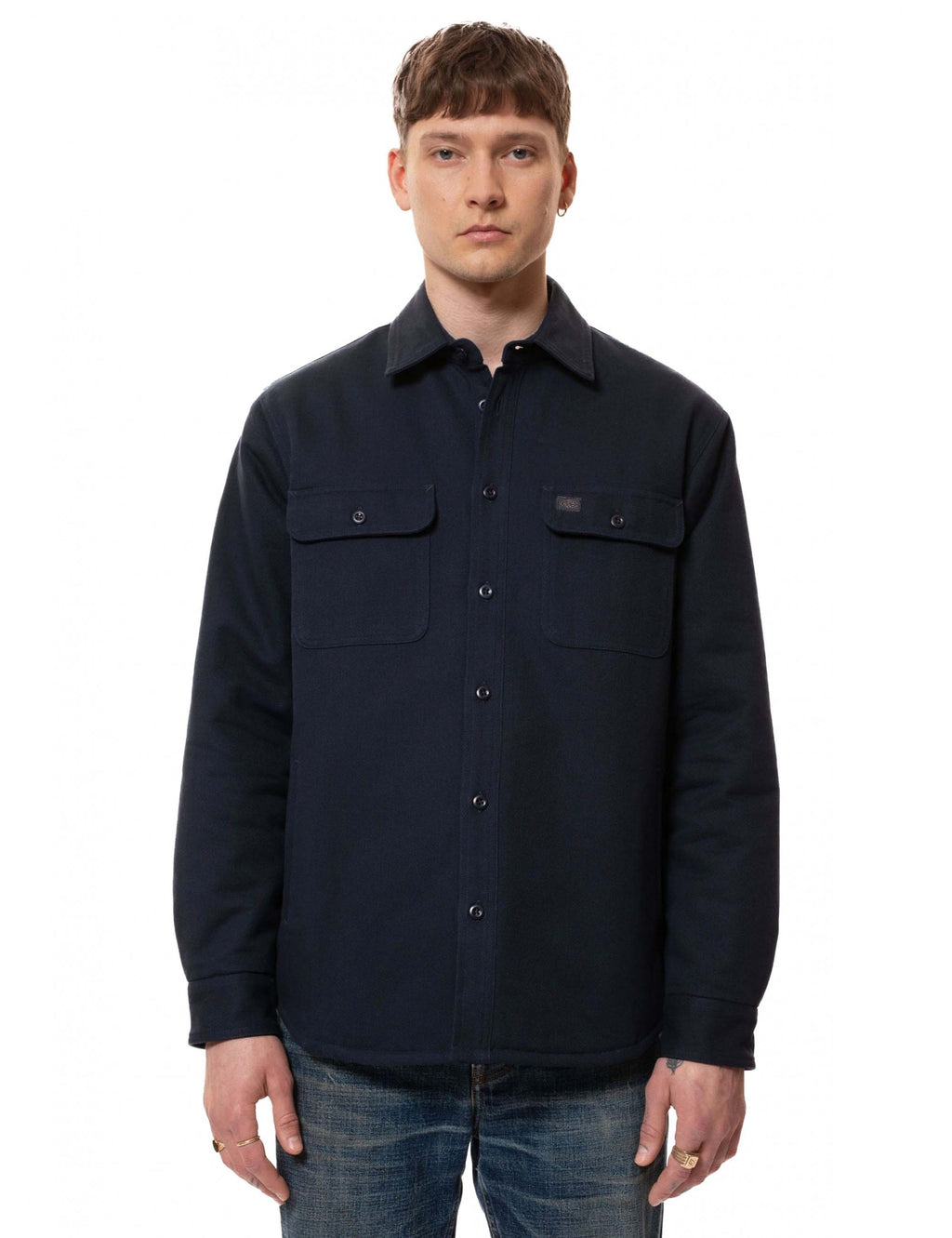 Glen Padded Shirt - Navy