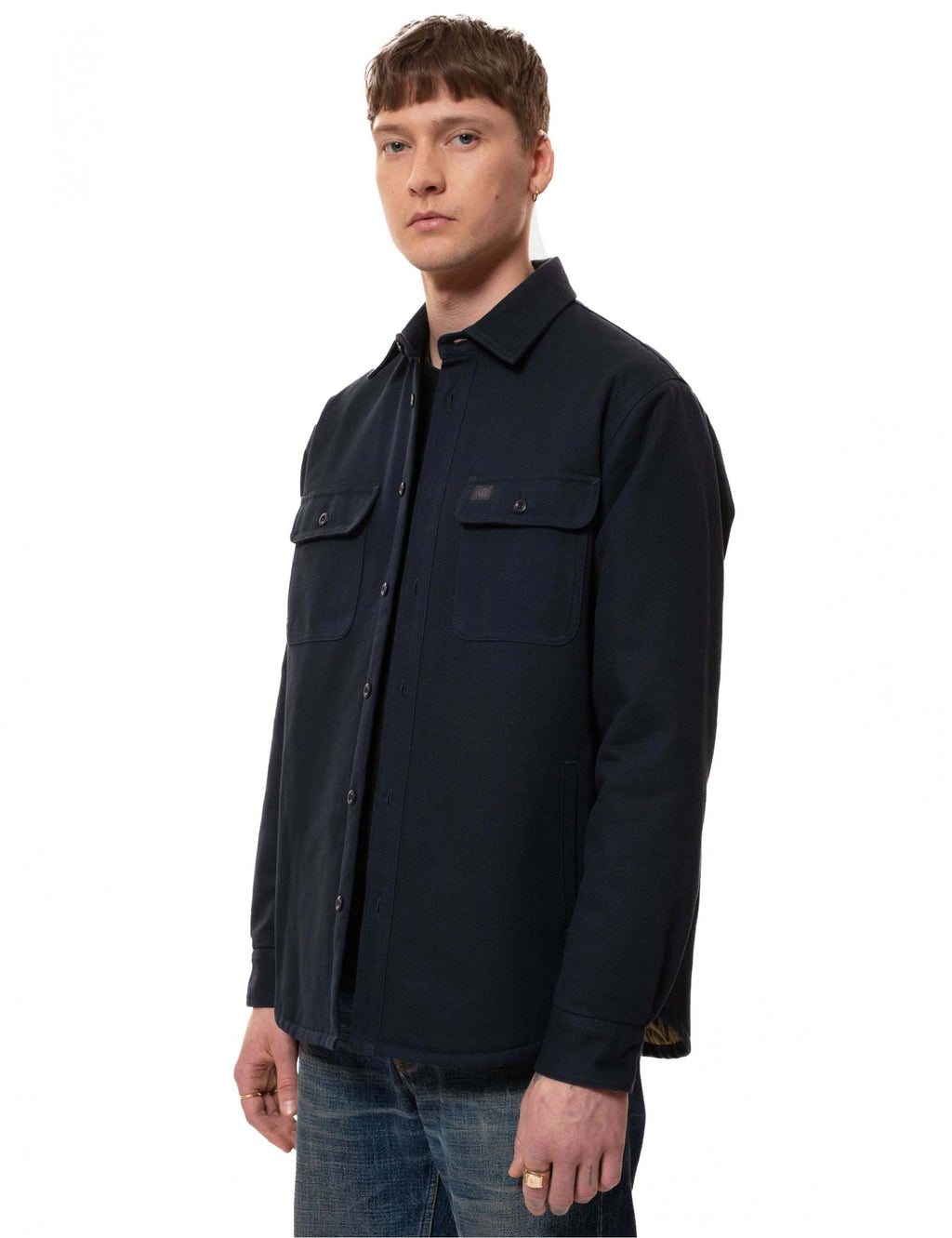 Glen Padded Shirt - Navy