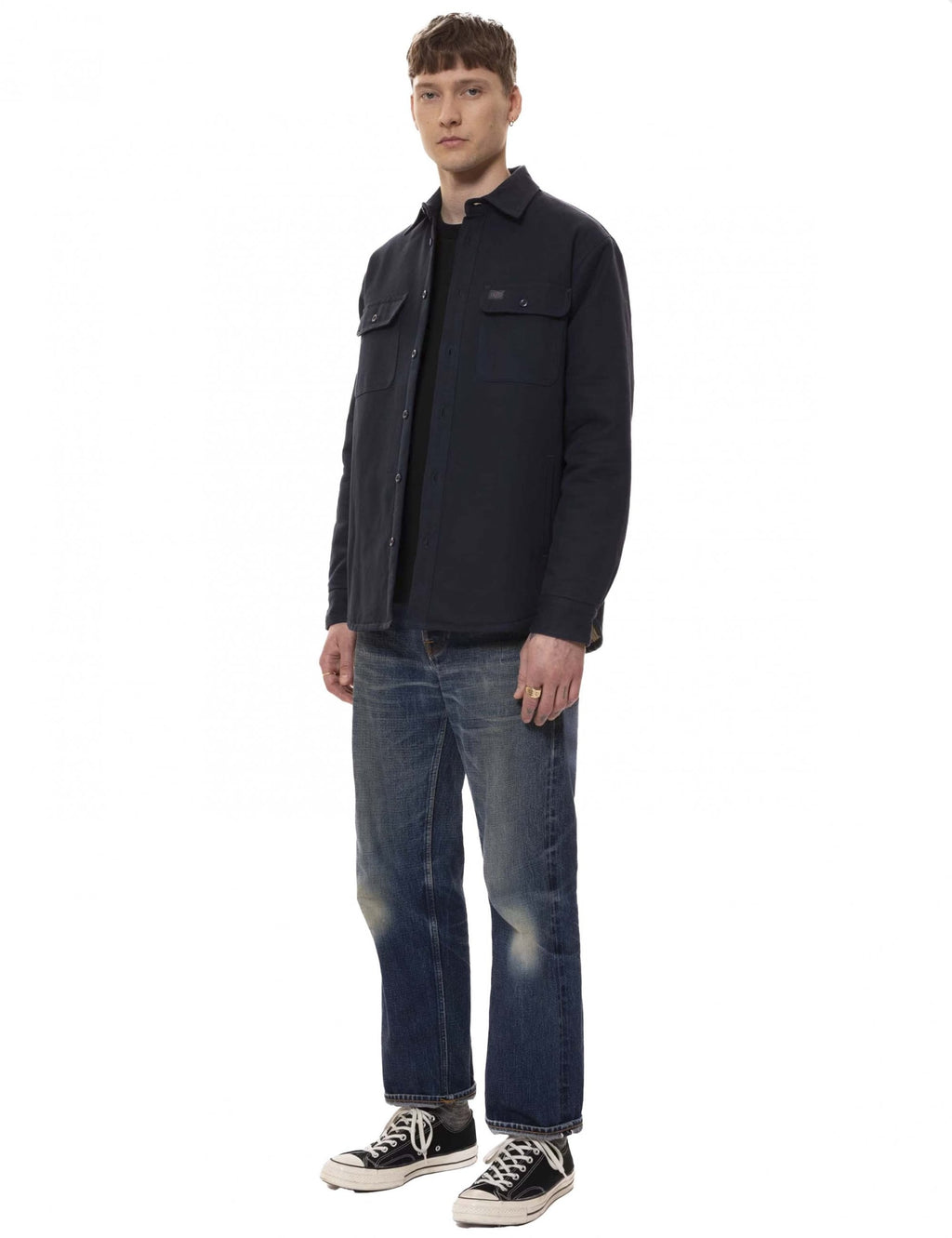 Glen Padded Shirt - Navy