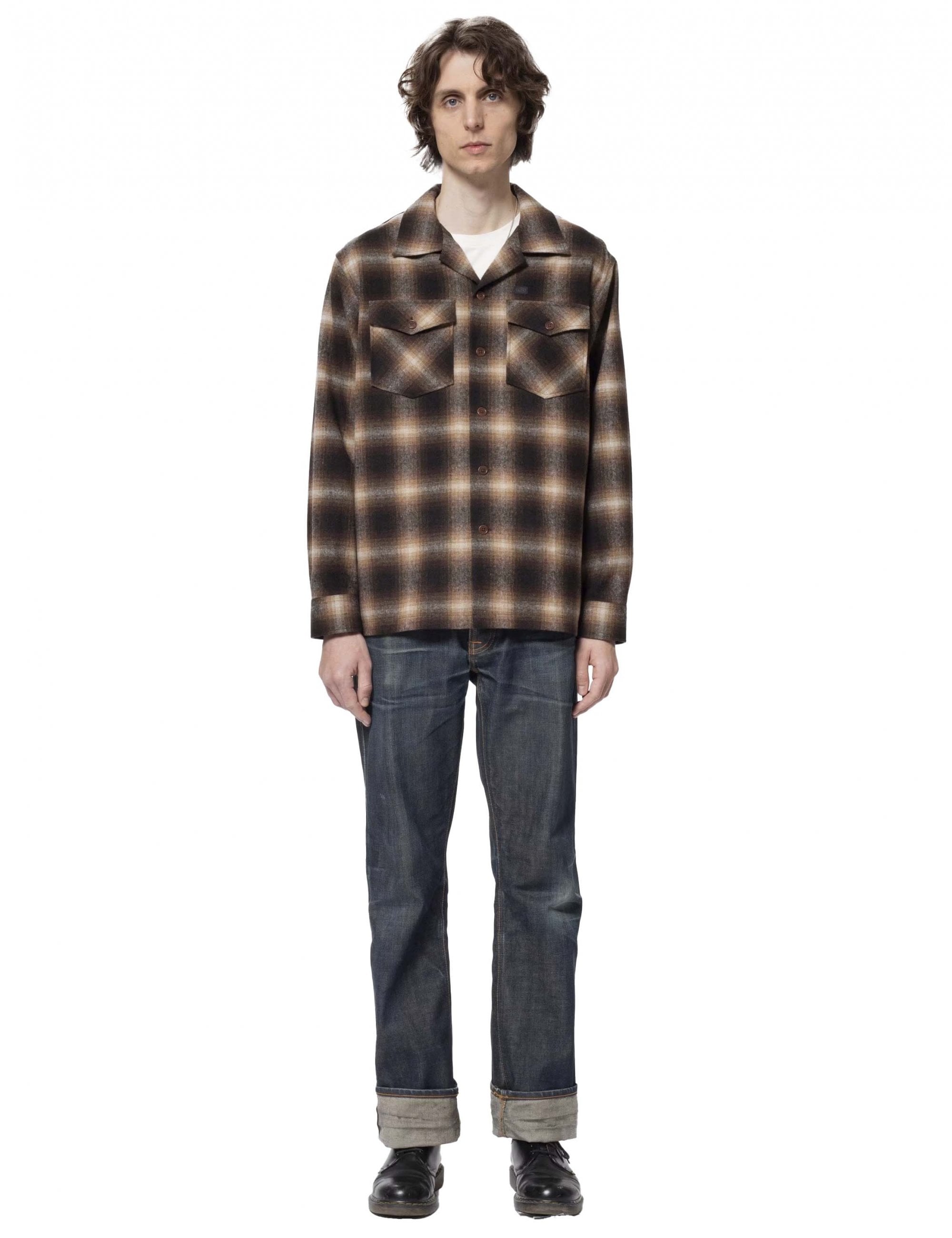 Nudie Jeans Vince Check Shirt - Brown/Beige